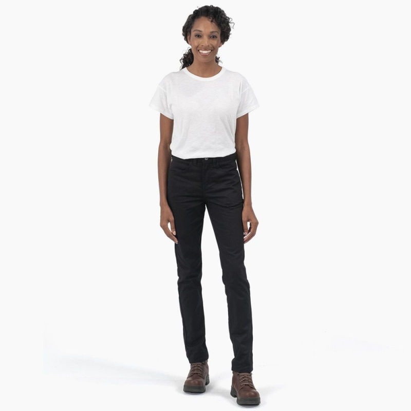 Black Women's Dickies High Rise Skinny Twill Pants | THB210498