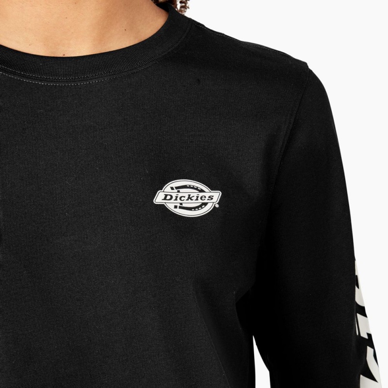 Black Women's Dickies Long Sleeve Heavyweight Graphic T-Shirt | NIW570618