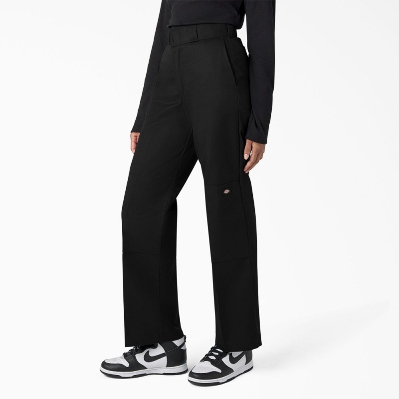 Black Women's Dickies Loose Fit Double Knee Work Pants | MBN614532