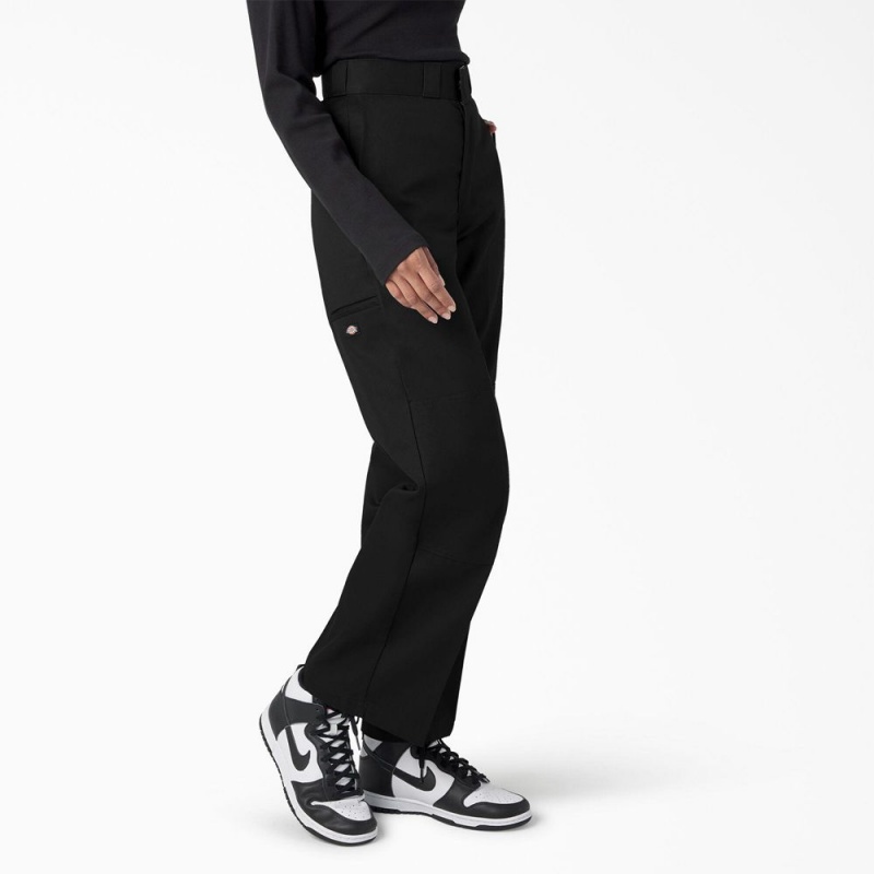 Black Women's Dickies Loose Fit Double Knee Work Pants | MBN614532