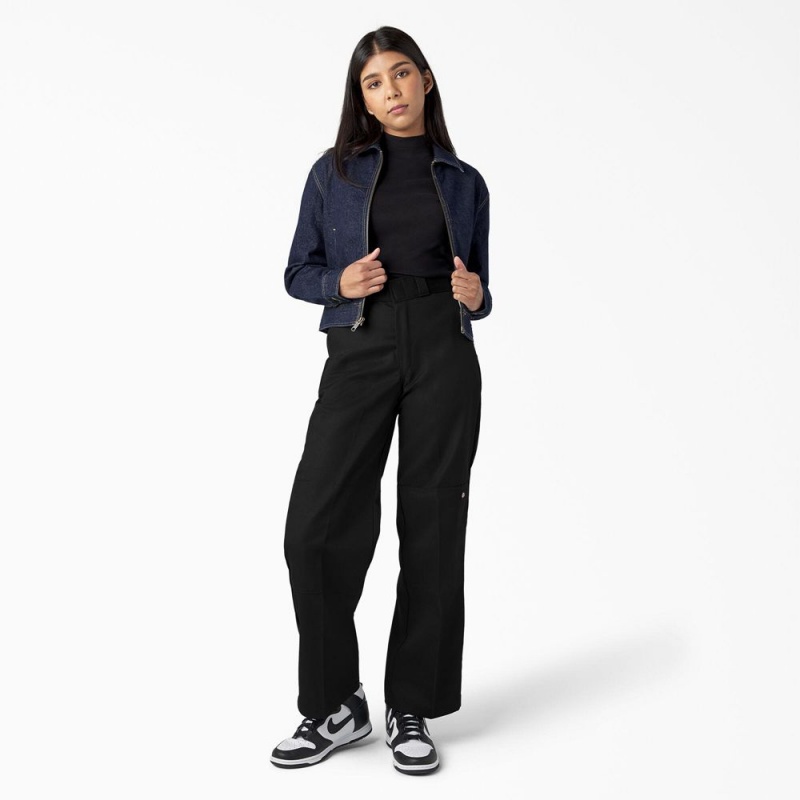 Black Women's Dickies Loose Fit Double Knee Work Pants | MBN614532