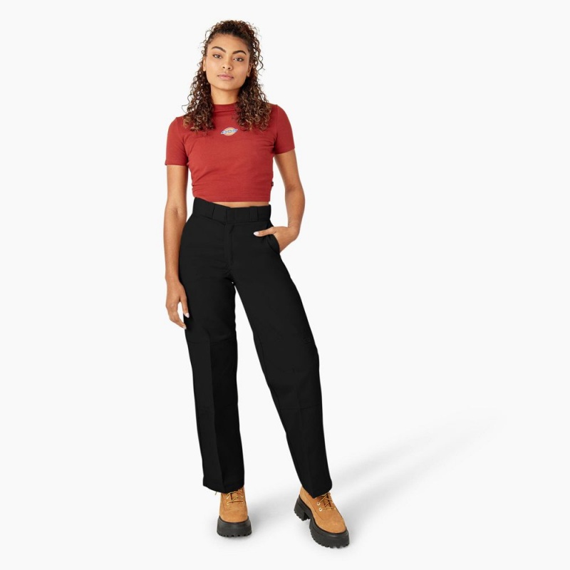 Black Women's Dickies Loose Fit Double Knee Work Pants | MBN614532