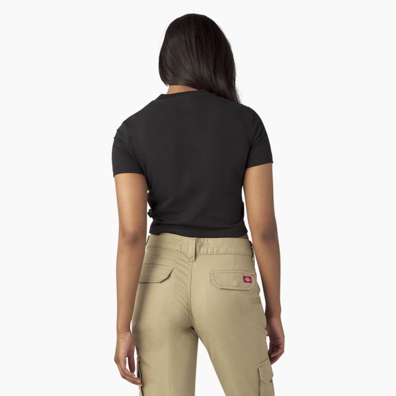 Black Women's Dickies Mayetta Cropped T-Shirt | DVR185296