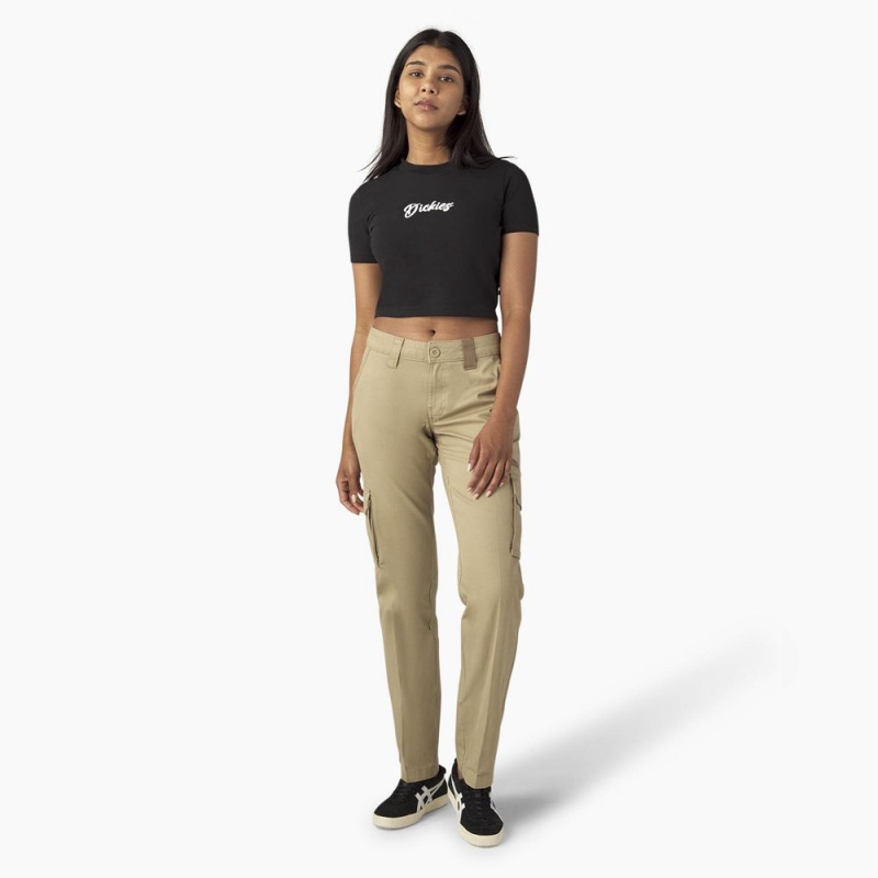 Black Women's Dickies Mayetta Cropped T-Shirt | DVR185296