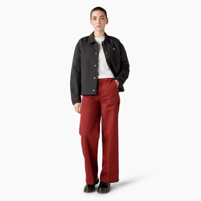 Black Women's Dickies Oakport Cropped Coaches Jacket | LEM023179