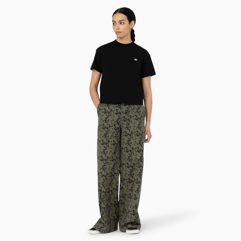 Black Women's Dickies Oakport Cropped T-Shirt | BAV806254