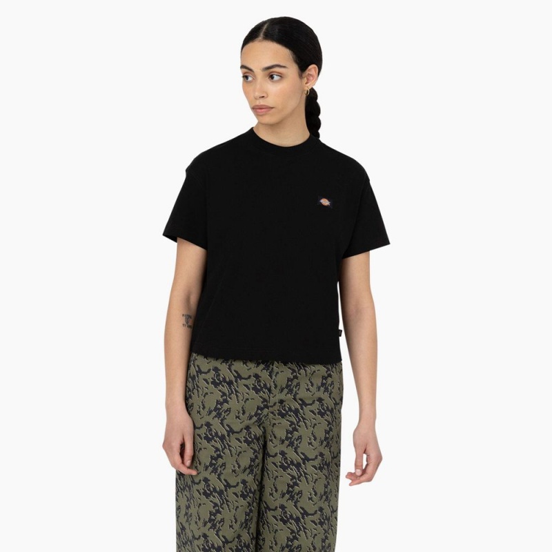 Black Women\'s Dickies Oakport Cropped T-Shirt | BAV806254