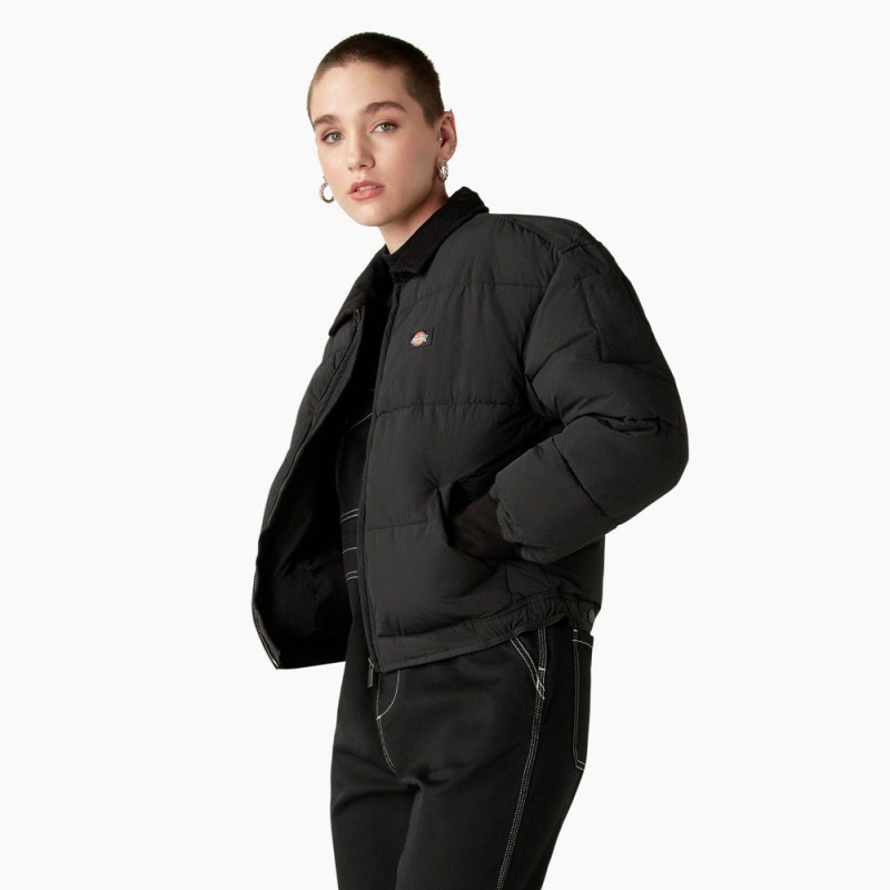 Black Women's Dickies Overbrook Puffer Jacket | ILT719385