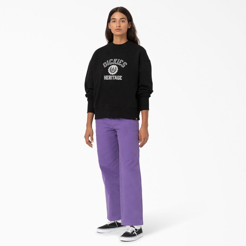 Black Women's Dickies Oxford Sweatshirt | FTO019846