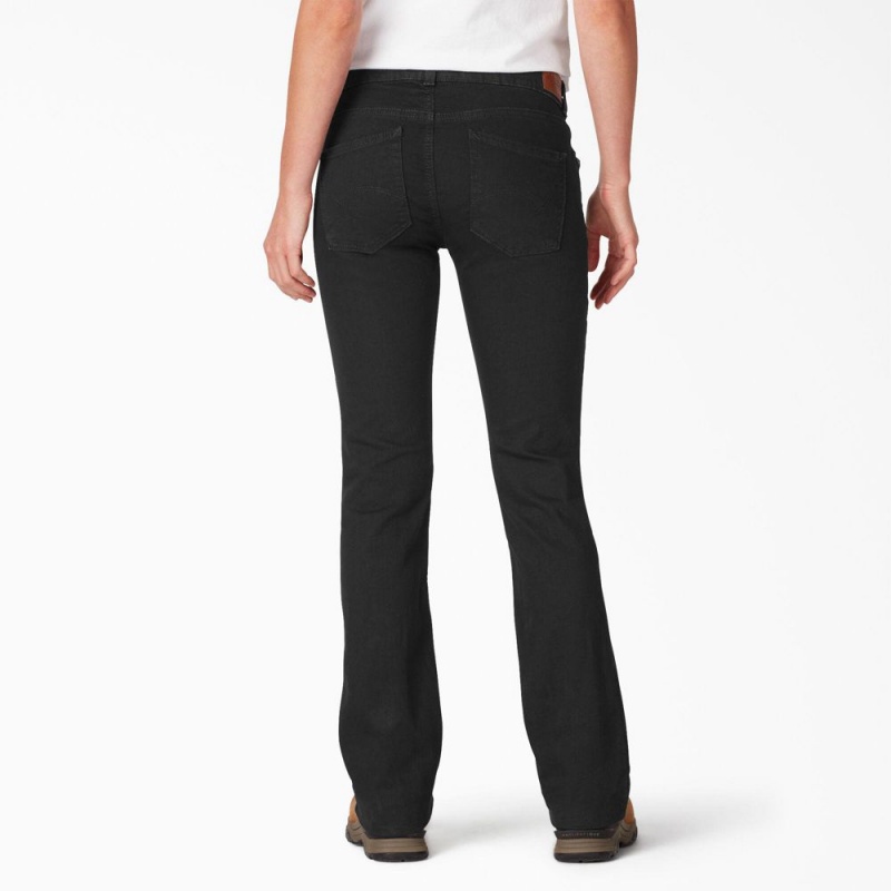 Black Women's Dickies Perfect Shape Bootcut Jeans | MCU905821