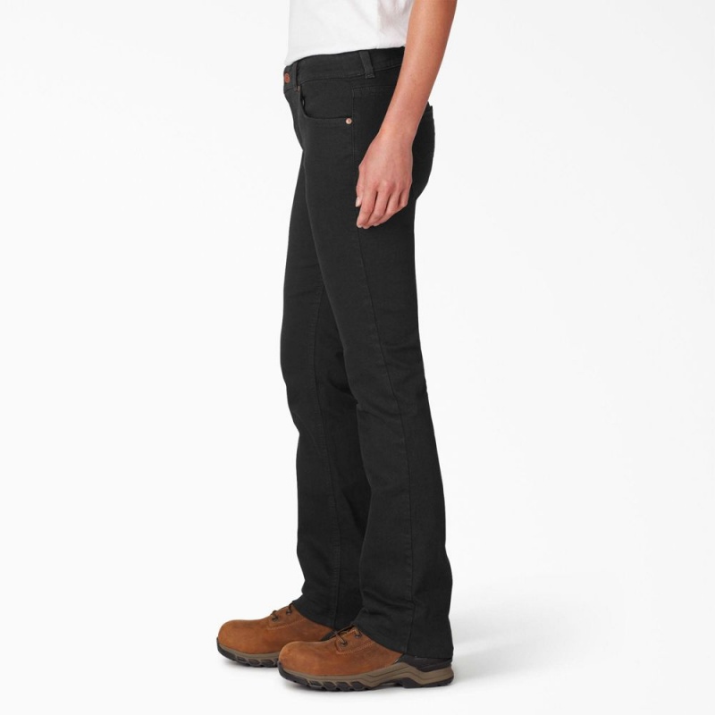 Black Women's Dickies Perfect Shape Bootcut Jeans | MCU905821