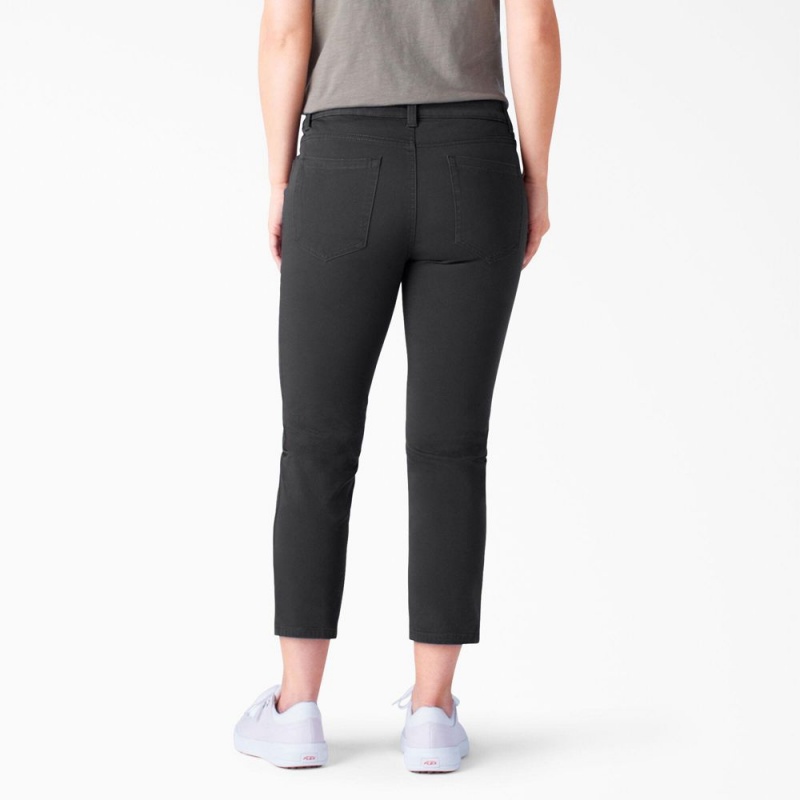 Black Women's Dickies Perfect Shape Skinny Fit Capri Pants | EBD170653