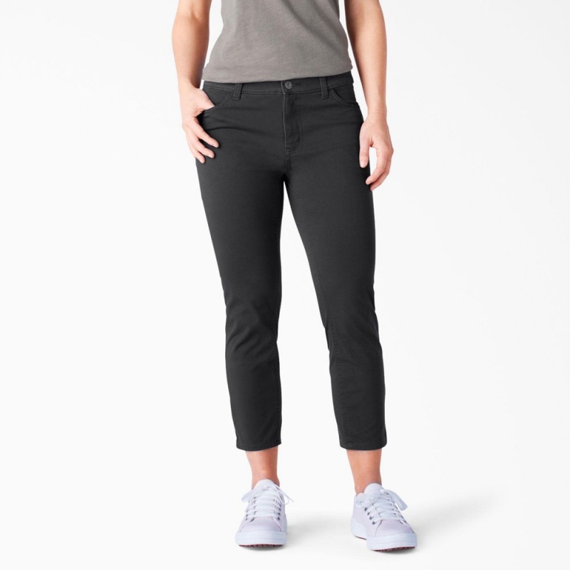 Black Women\'s Dickies Perfect Shape Skinny Fit Capri Pants | EBD170653