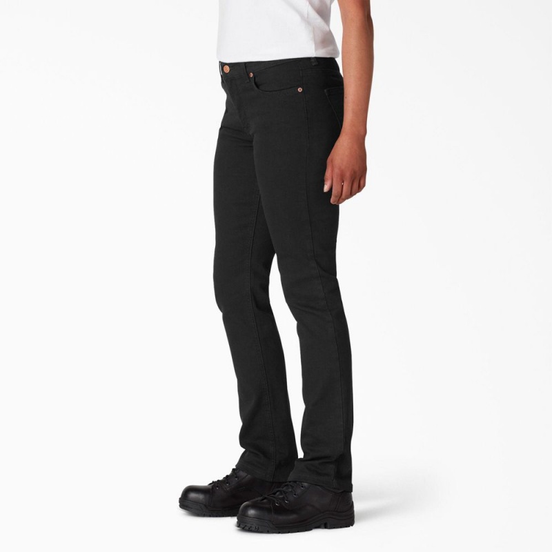 Black Women's Dickies Perfect Shape Straight Fit Jeans | KSM429768