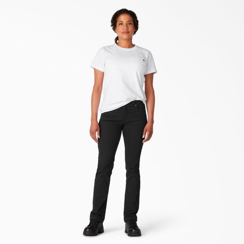 Black Women's Dickies Perfect Shape Straight Fit Jeans | KSM429768