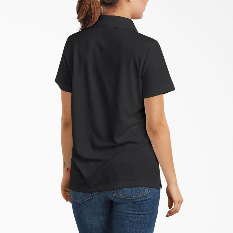 Black Women's Dickies Performance Polo Shirt | TBA185406