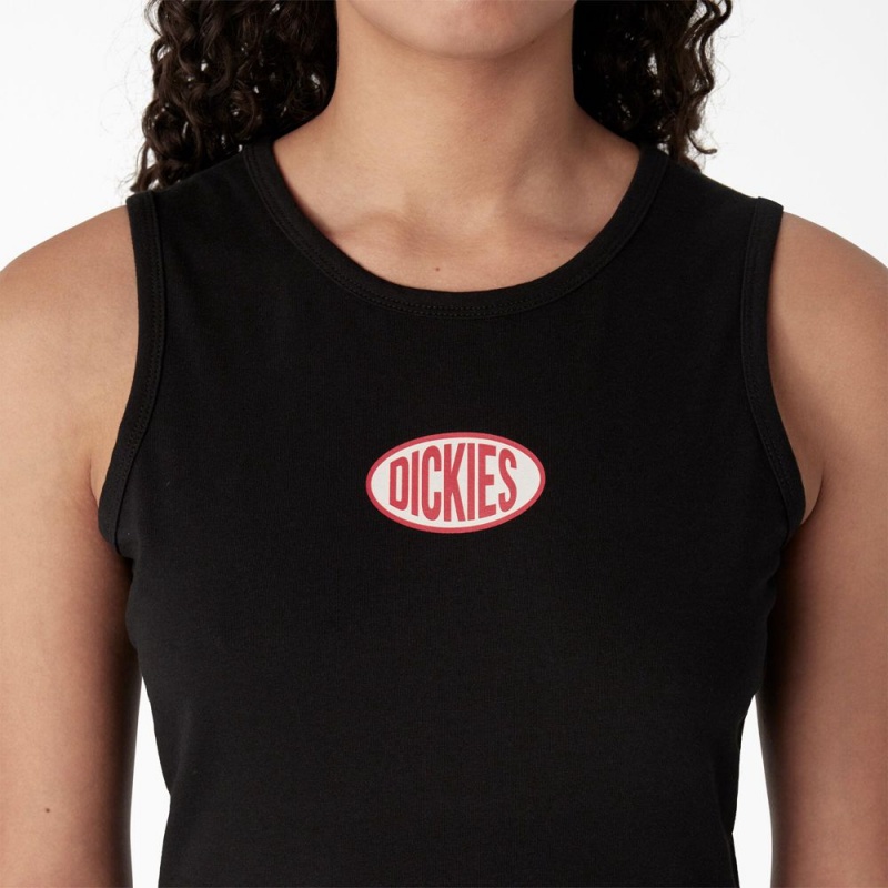 Black Women's Dickies Racerback Cropped Tank Top | REW564870