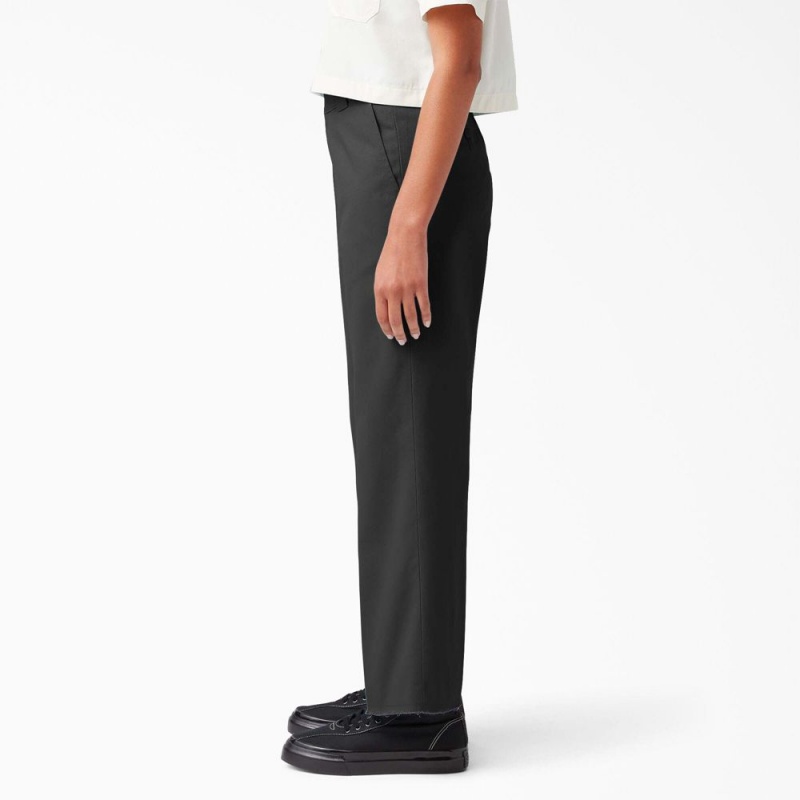 Black Women's Dickies Regular Fit Cropped Pants | BTA769482