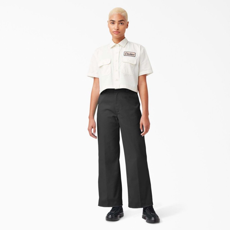 Black Women's Dickies Regular Fit Cropped Pants | BTA769482