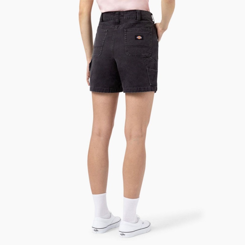 Black Women's Dickies Regular Fit Duck Shorts | IZX429061