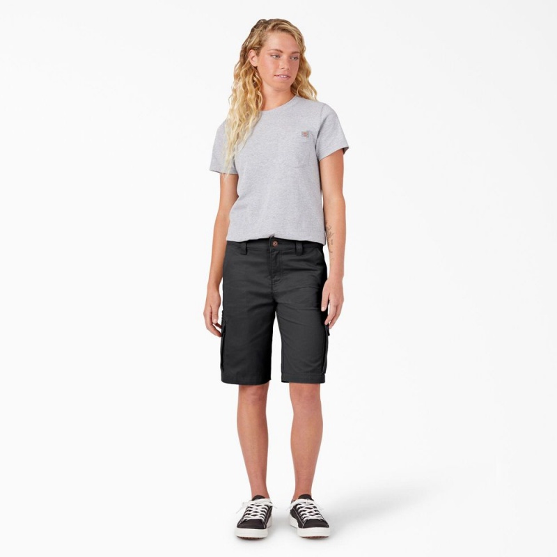 Black Women's Dickies Relaxed Fit Cargo Shorts | NVW569382