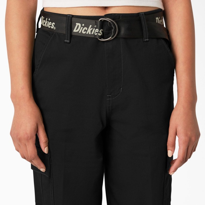 Black Women's Dickies Relaxed Fit Contrast Stitch Cropped Cargo Pants | RTZ367529