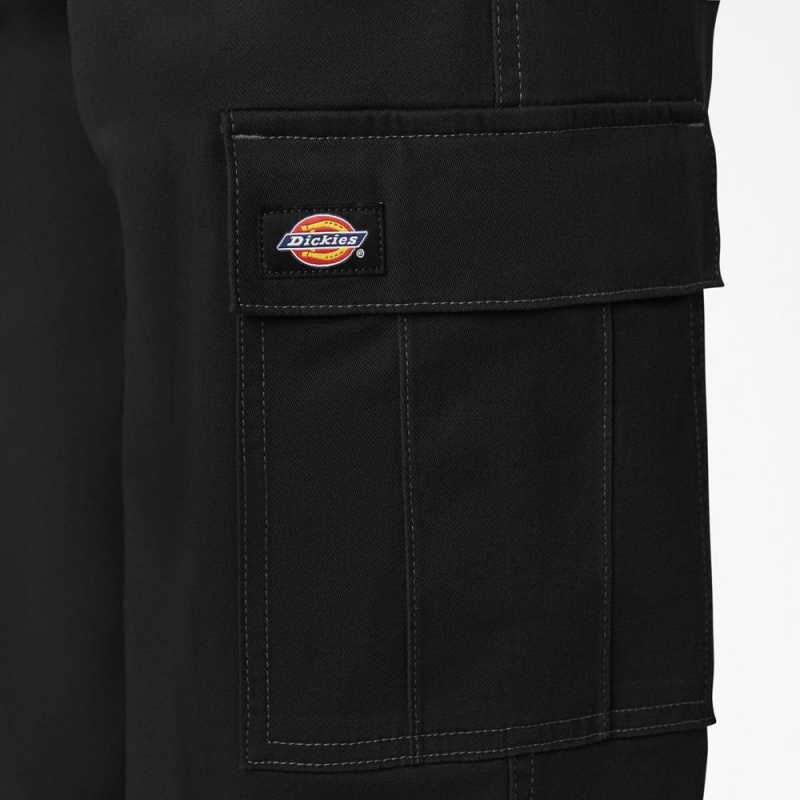 Black Women's Dickies Relaxed Fit Contrast Stitch Cropped Cargo Pants | RTZ367529