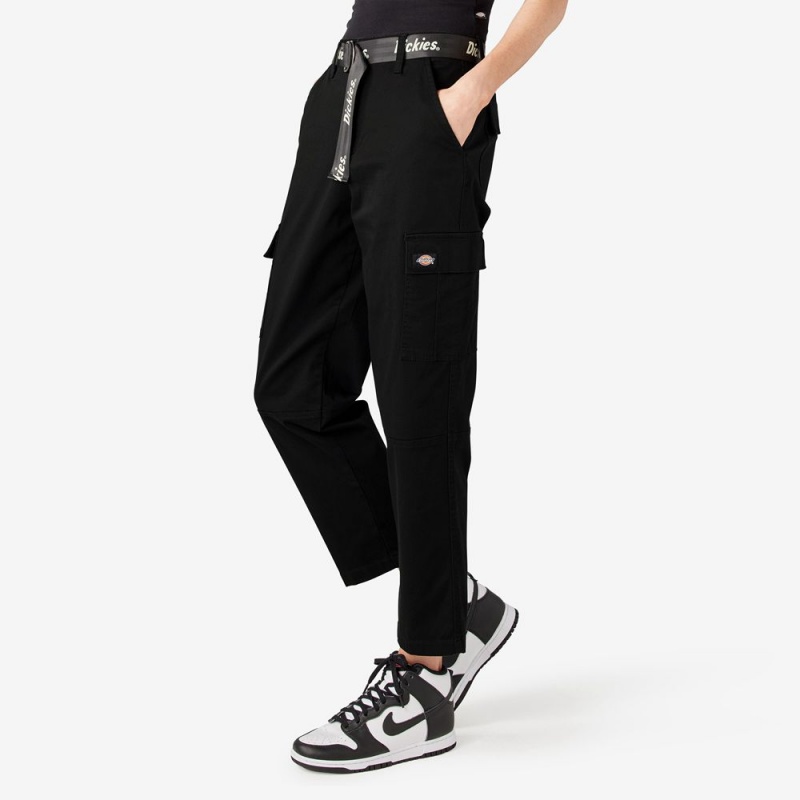 Black Women's Dickies Relaxed Fit Cropped Cargo Pants | HYF041278