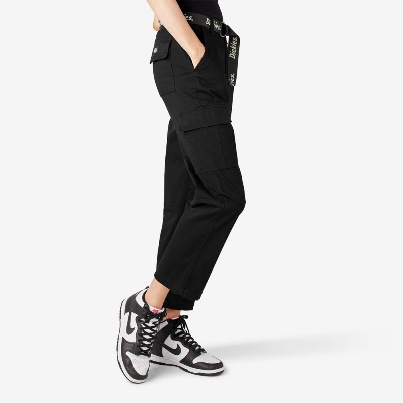 Black Women's Dickies Relaxed Fit Cropped Cargo Pants | HYF041278