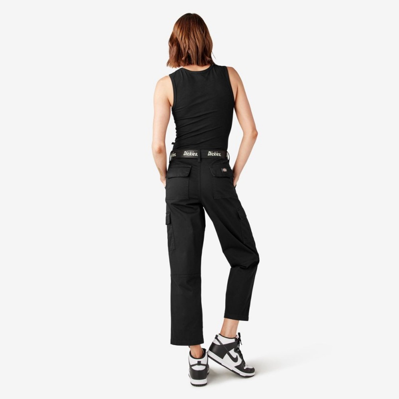 Black Women's Dickies Relaxed Fit Cropped Cargo Pants | HYF041278