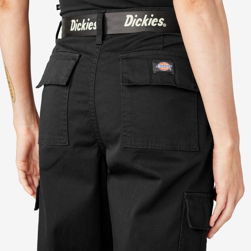 Black Women's Dickies Relaxed Fit Cropped Cargo Pants | HYF041278