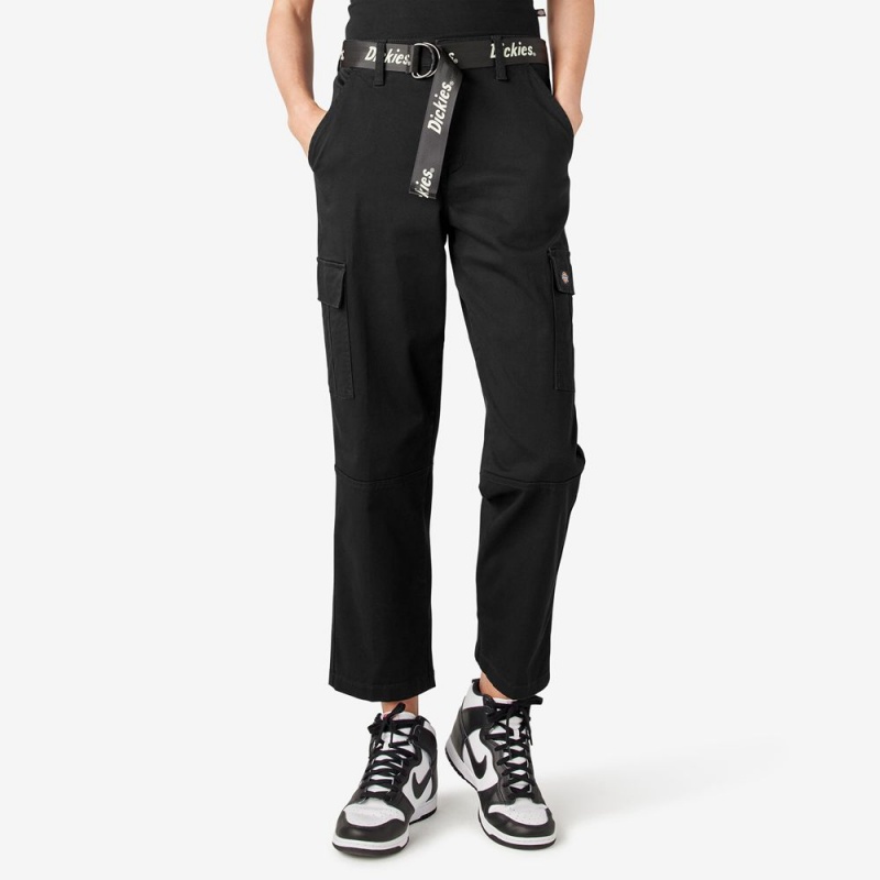 Black Women\'s Dickies Relaxed Fit Cropped Cargo Pants | HYF041278