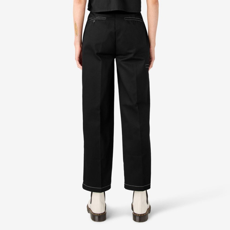 Black Women's Dickies Relaxed Fit Double Knee Pants | JGI846791