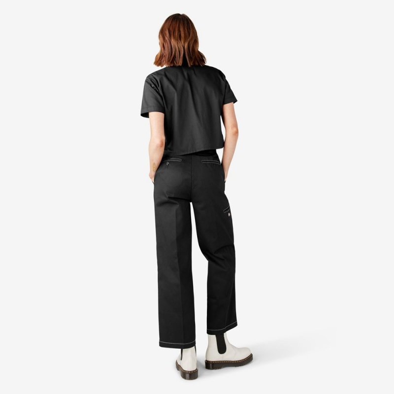 Black Women's Dickies Relaxed Fit Double Knee Pants | JGI846791