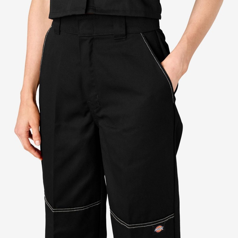 Black Women's Dickies Relaxed Fit Double Knee Pants | JGI846791