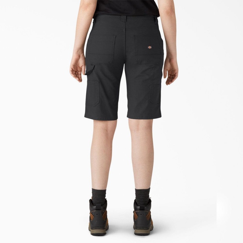 Black Women's Dickies Relaxed Fit Duck Carpenter Shorts | WNF095713