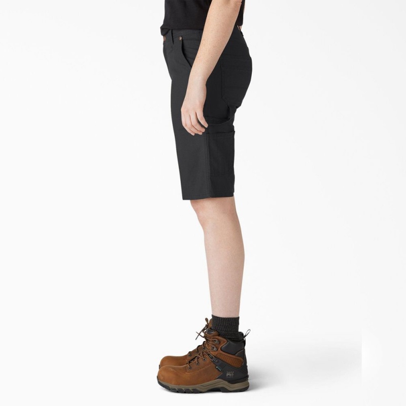 Black Women's Dickies Relaxed Fit Duck Carpenter Shorts | WNF095713