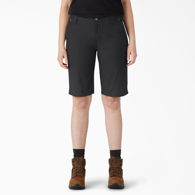 Black Women\'s Dickies Relaxed Fit Duck Carpenter Shorts | WNF095713