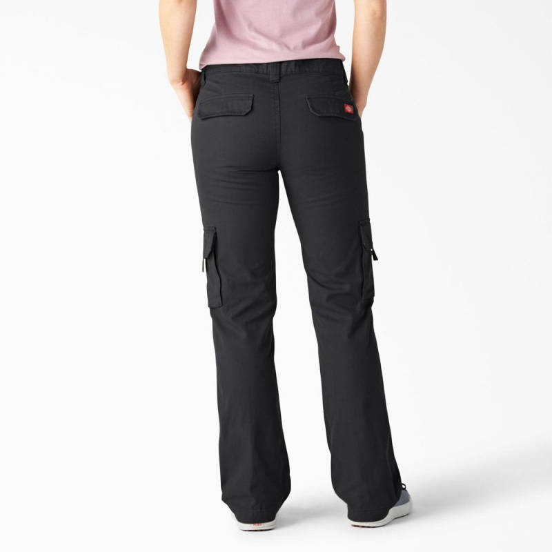 Black Women's Dickies Relaxed Fit Straight Leg Cargo Pants | VFT517863