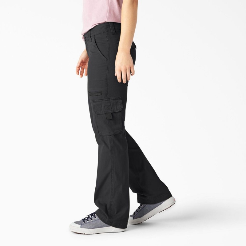 Black Women's Dickies Relaxed Fit Straight Leg Cargo Pants | VFT517863