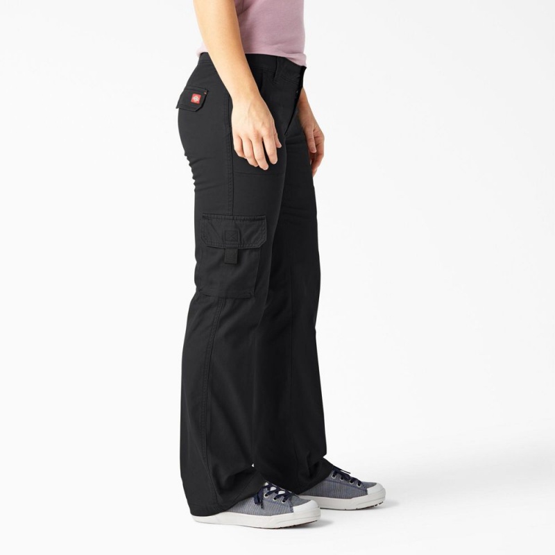 Black Women's Dickies Relaxed Fit Straight Leg Cargo Pants | VFT517863