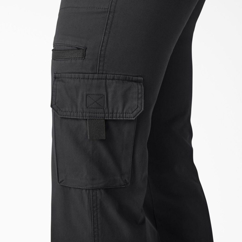 Black Women's Dickies Relaxed Fit Straight Leg Cargo Pants | VFT517863