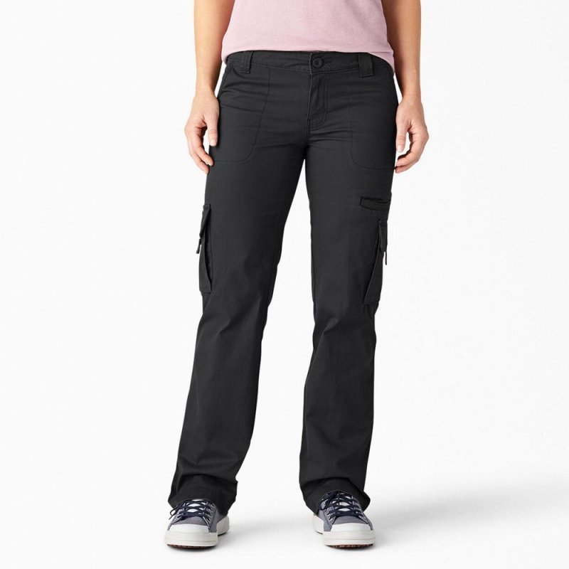 Black Women\'s Dickies Relaxed Fit Straight Leg Cargo Pants | VFT517863