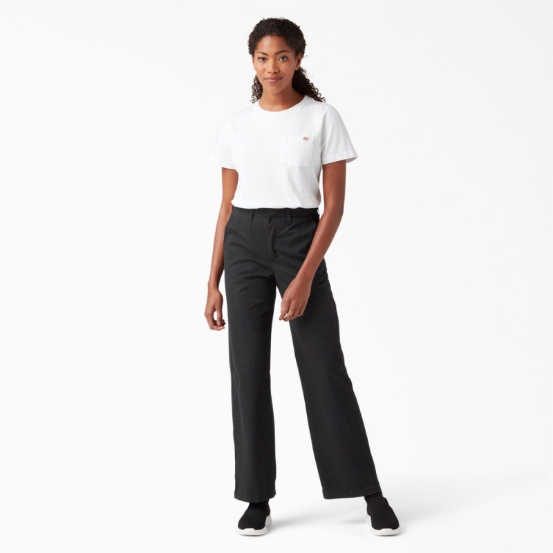 Black Women's Dickies Relaxed Fit Wide Leg Pants | GJR218934