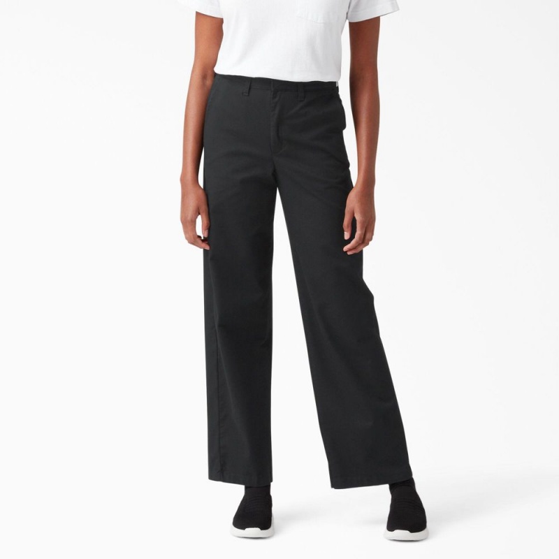 Black Women\'s Dickies Relaxed Fit Wide Leg Pants | GJR218934