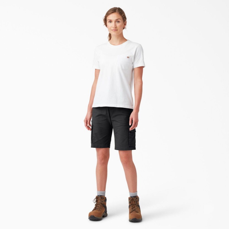 Black Women's Dickies Ripstop Cargo Shorts | RKS128596