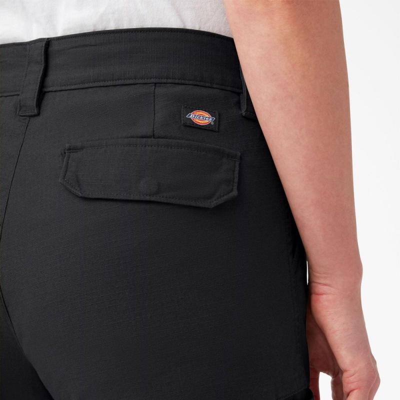 Black Women's Dickies Ripstop Cargo Shorts | RKS128596