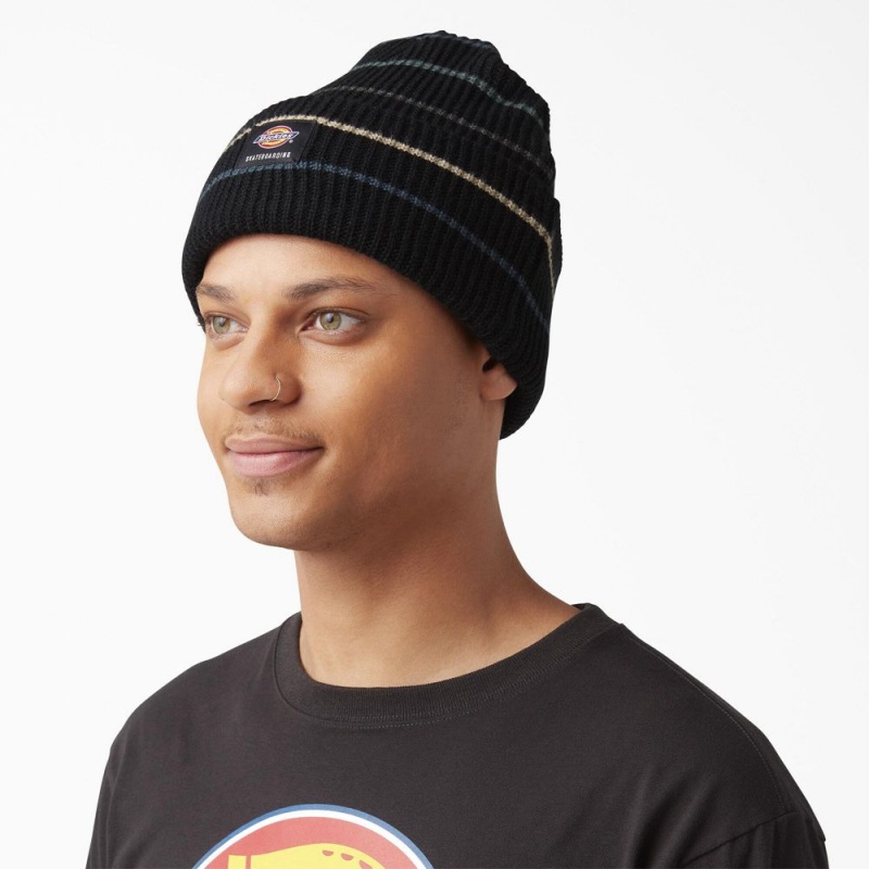 Black Women's Dickies Skateboarding Cuffed Beanie | APF562978