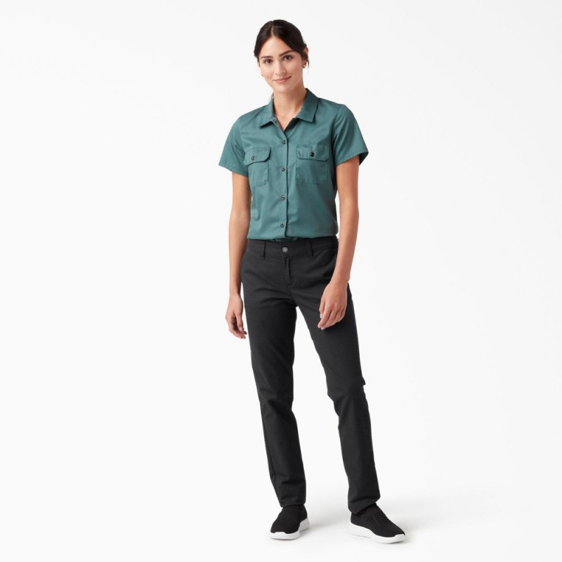 Black Women's Dickies Skinny Twill Pants | FQA094821