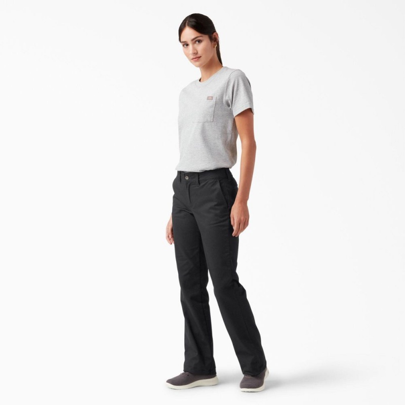 Black Women's Dickies Slim Fit Bootcut Pants | RDQ274659